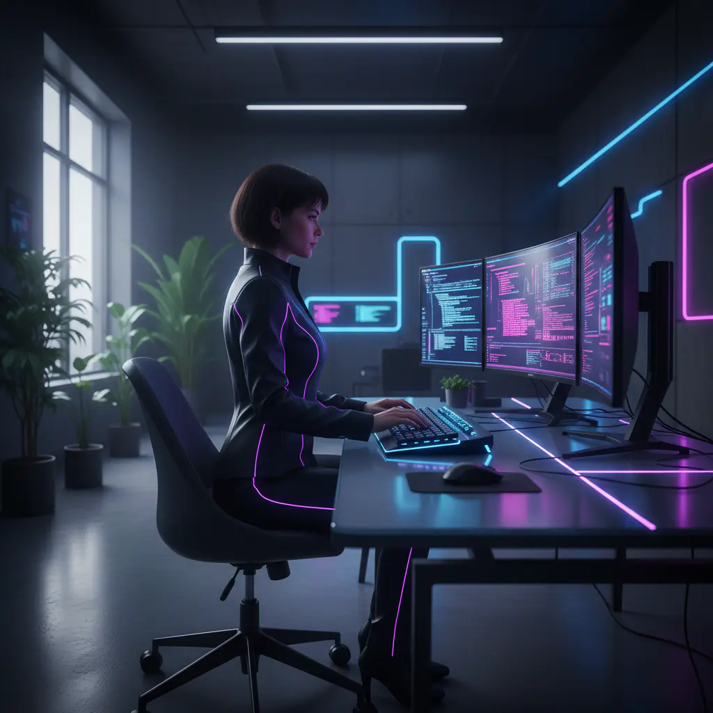 Programmer with neon edge lights
